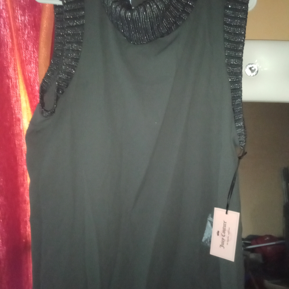 Black Sleeveless Top with Metallic Accents